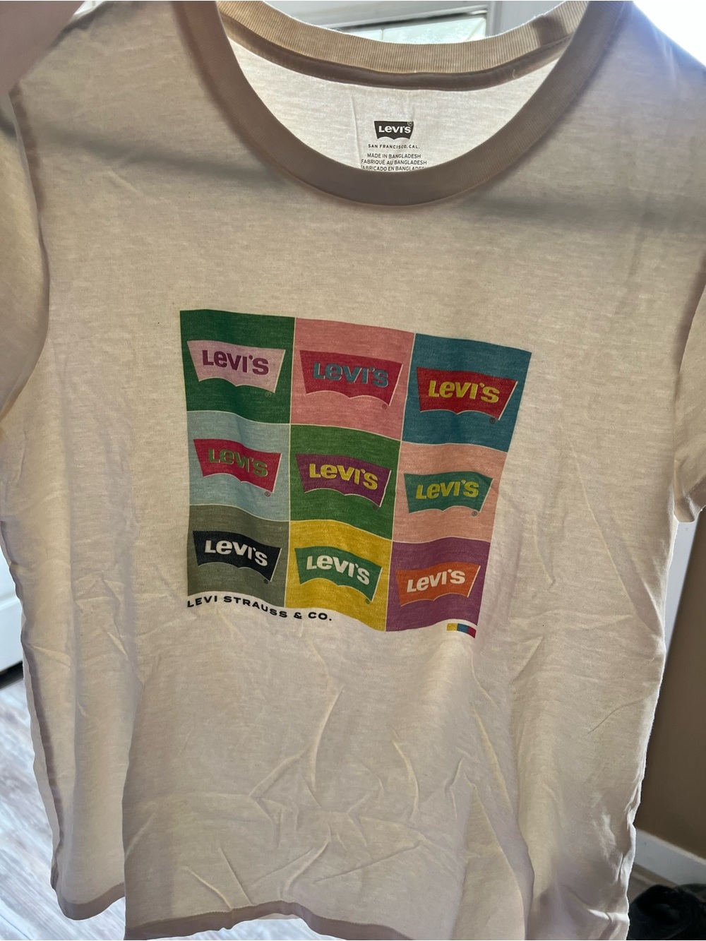 Levi's Women’s White Tee with Multicolor Logo Grid